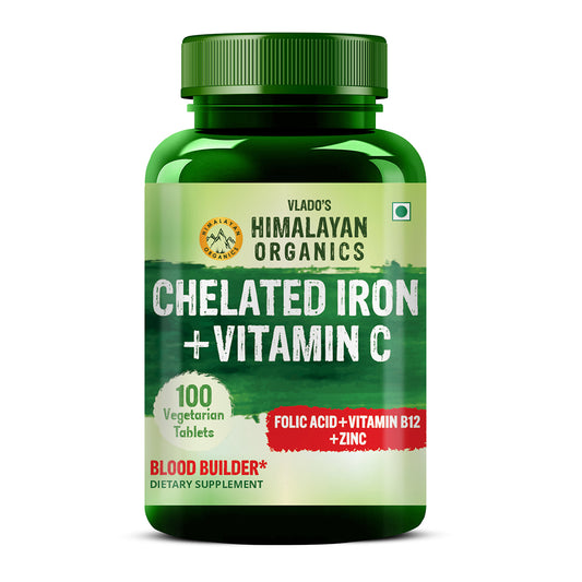 Vlado's Himalayan Organics Chelated Iron with Vitamin C Supplement - 100 Veg Tablet