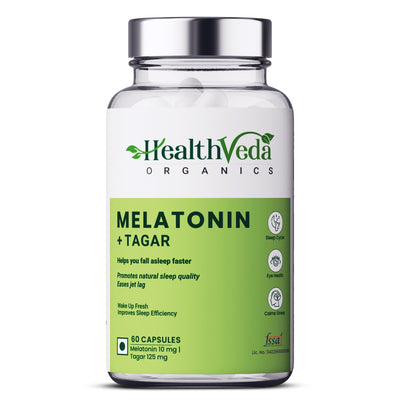 Health Veda Organics Melatonin Capsules for Better Sleep  - 60 Veg Capsules (Non Habit Forming)