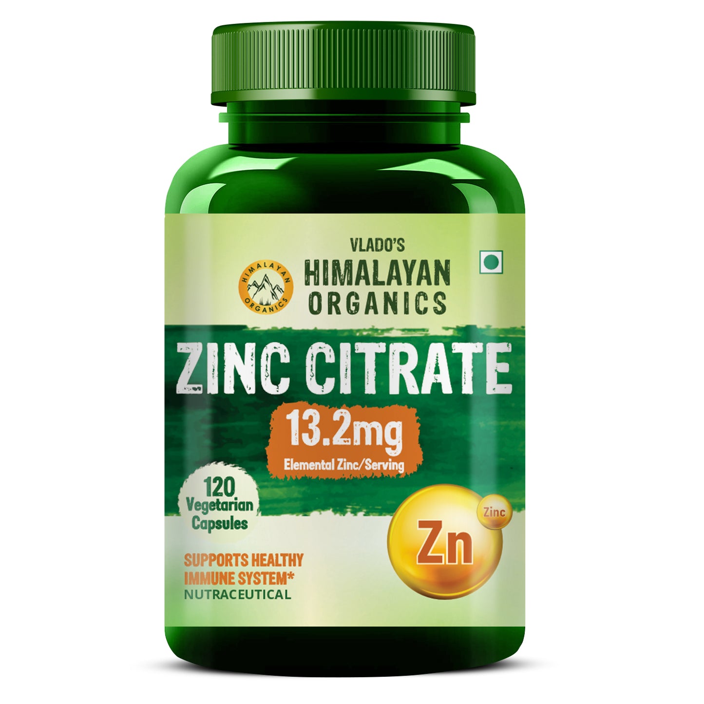 Vlado's Himalayan Organics Zinc Citrate | Support Healthy Immune Function | Improve Iron Absorption | Antioxidant Support - 120 Veg Capsules