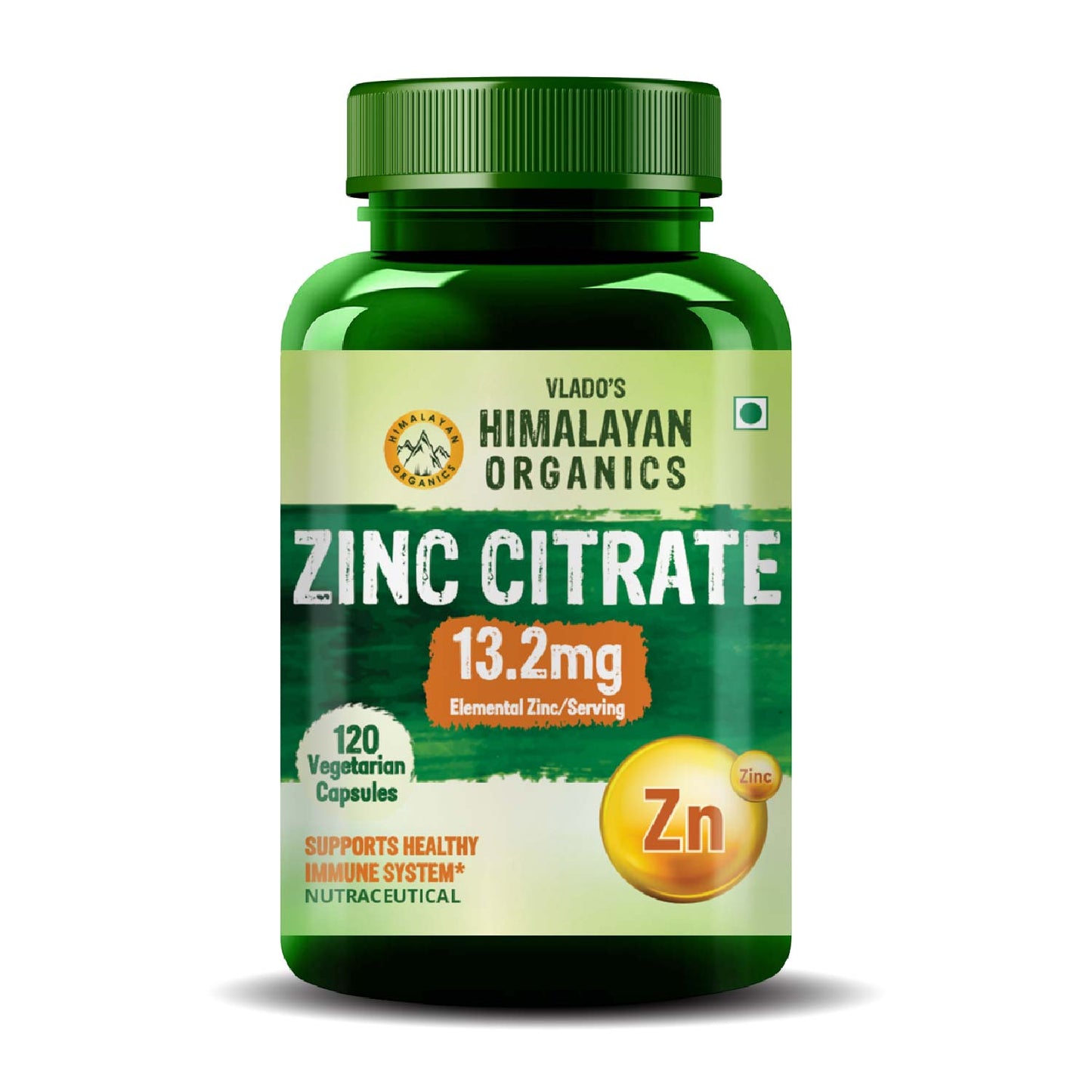 Vlado's Himalayan Organics Zinc Citrate | Support Healthy Immune Function | Improve Iron Absorption | Antioxidant Support - 120 Veg Capsules