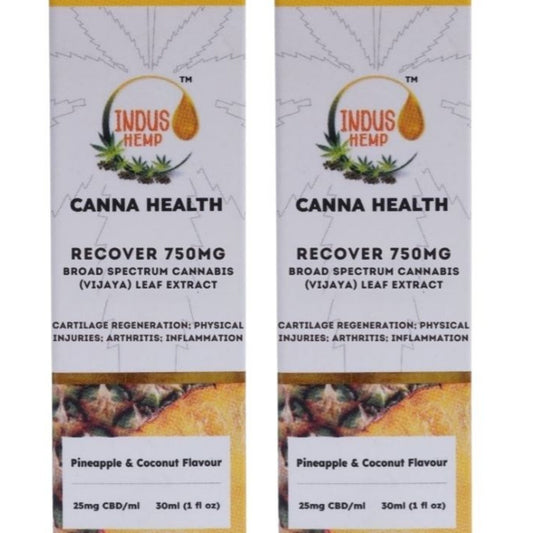 INDUS HEMP CANNA HEALTH CBD RECOVER 750mg | Combo Pack of 2 | Broad Spectrum Cannabis (Vijaya) Leaf Extract
