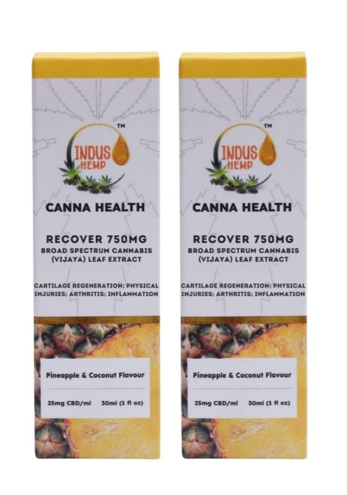 INDUS HEMP CANNA HEALTH CBD RECOVER 750mg | Combo Pack of 2 | Broad Spectrum Cannabis (Vijaya) Leaf Extract