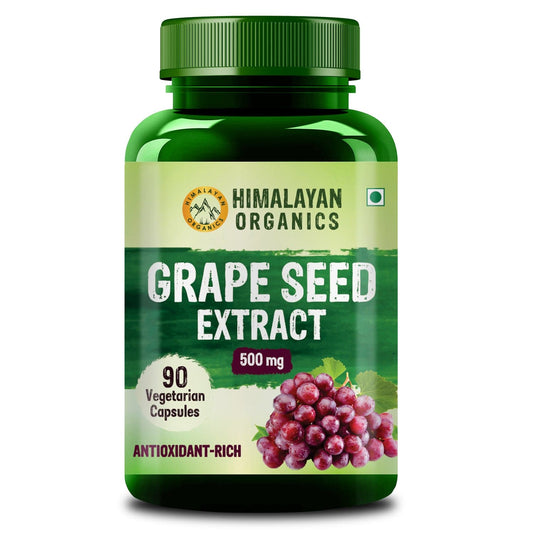 Himalayan Organics Grape Seed Extract 500mg/Serving for Healthy Cholesterol Level - 90 Veg Capsules
