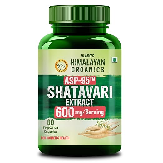 Vlado's Himalayan Organics Shatavari Extract 600 mg – Organic Supplement for Women – 60 Veg Capsules