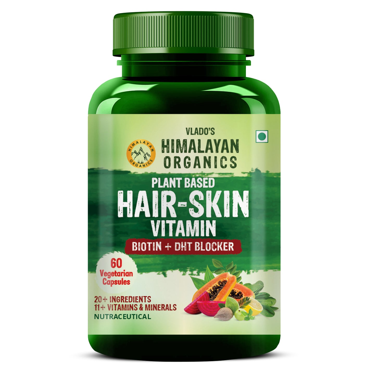 Vlado's Himalayan Organics Plant based Hair Vitamin (With Biotin and DHT Blocker) - 60 Veg Capsules