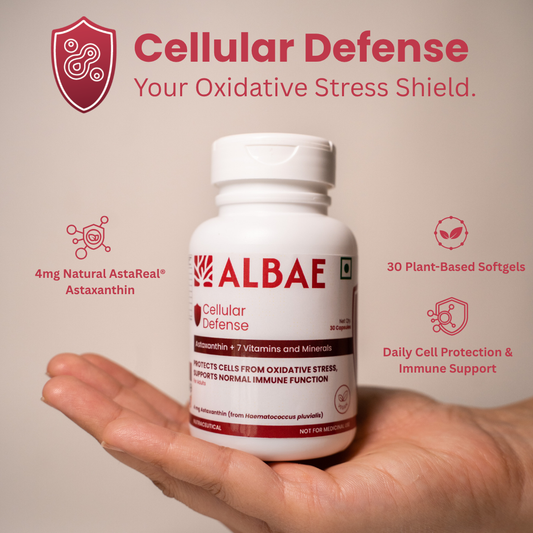 Albae Cellular Defense | 4mg AstaReal Natural Astaxanthin with 7 Essential Vitamins & Minerals | Advanced Antioxidant for Immune Support & UV/Pollution Protection | 30 Plant Based Liquid Softgels