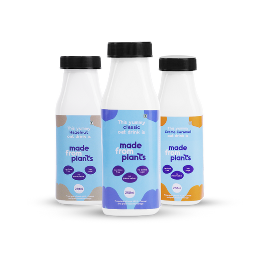 Made From Plants Oat Drink Sampler Pack | Assorted Pack of 3 | 250ml each - Classic, Hazelnut, Creme Caramel (Bengaluru only)