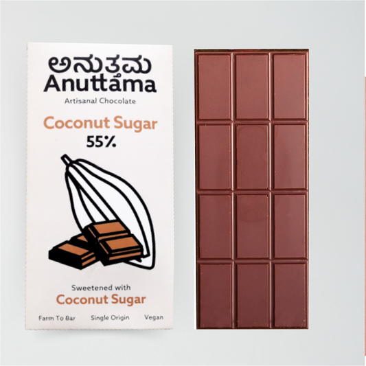 ANUTTAMA Dark Chocolate | 55% Cocoa | Sweetened Coconut Sugar (2x 50 gm Pack of-2)