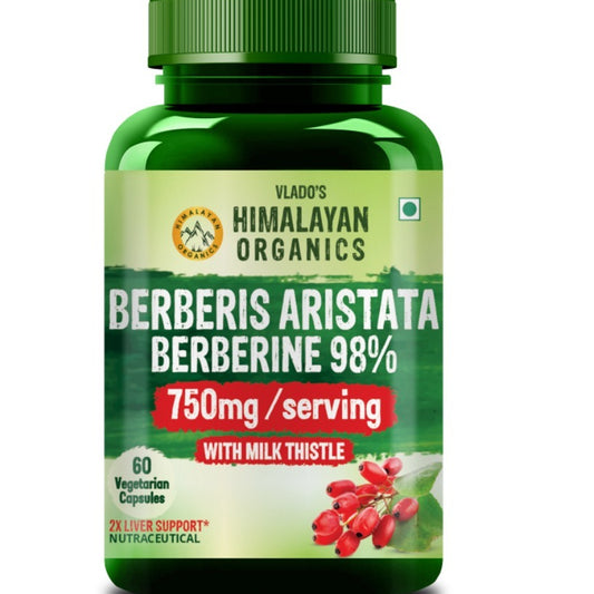 Vlado's Himalayan Organics Berberis Aristata Berberine 98% with Milk Thistle -60 Veg Capsules