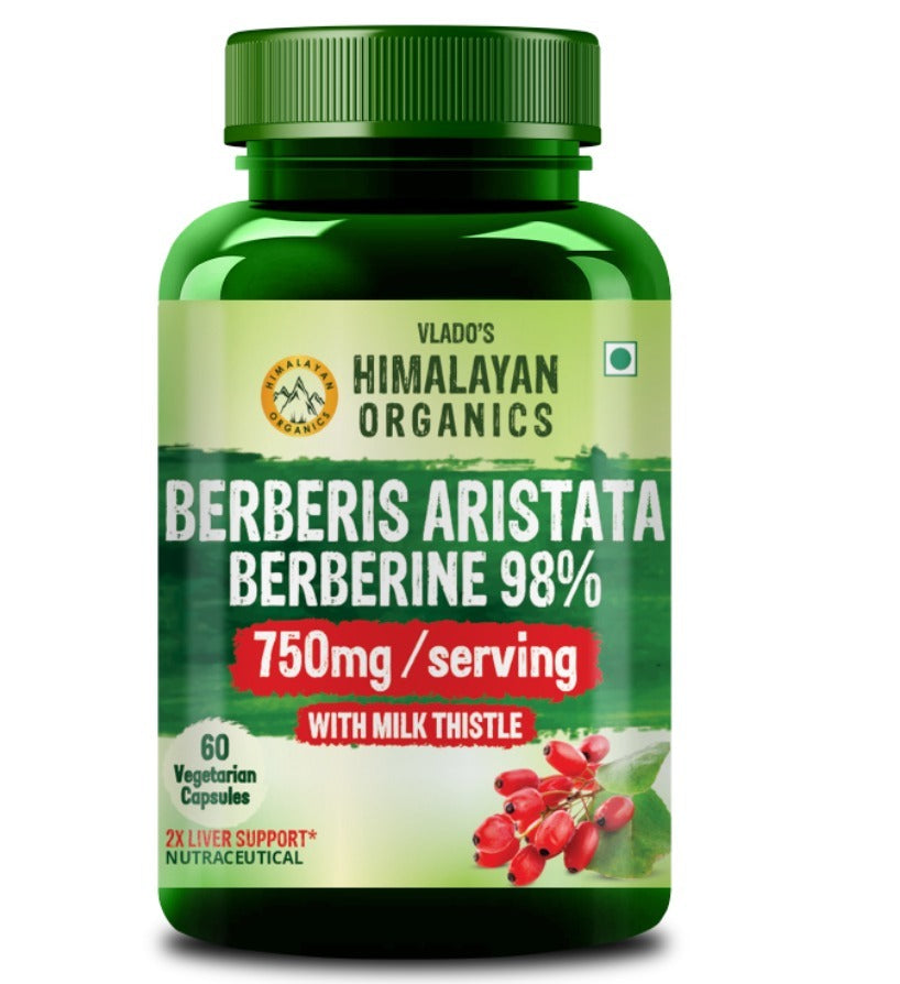 Vlado's Himalayan Organics Berberis Aristata Berberine 98% with Milk Thistle -60 Veg Capsules