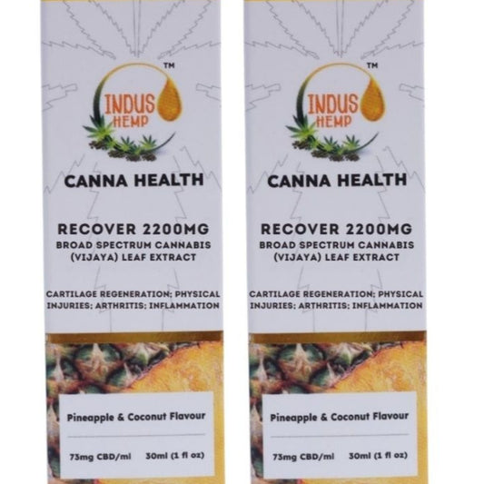 INDUS HEMP CANNA HEALTH CBD RECOVER 2200mg | Combo Pack of 2 | Broad Spectrum Cannabis (Vijaya) Leaf Extract