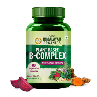 Vlado's Himalayan Organics Plant Based B Complex Vitamins B12, B1, B3, B2, B9 - 60 Veg Capsules