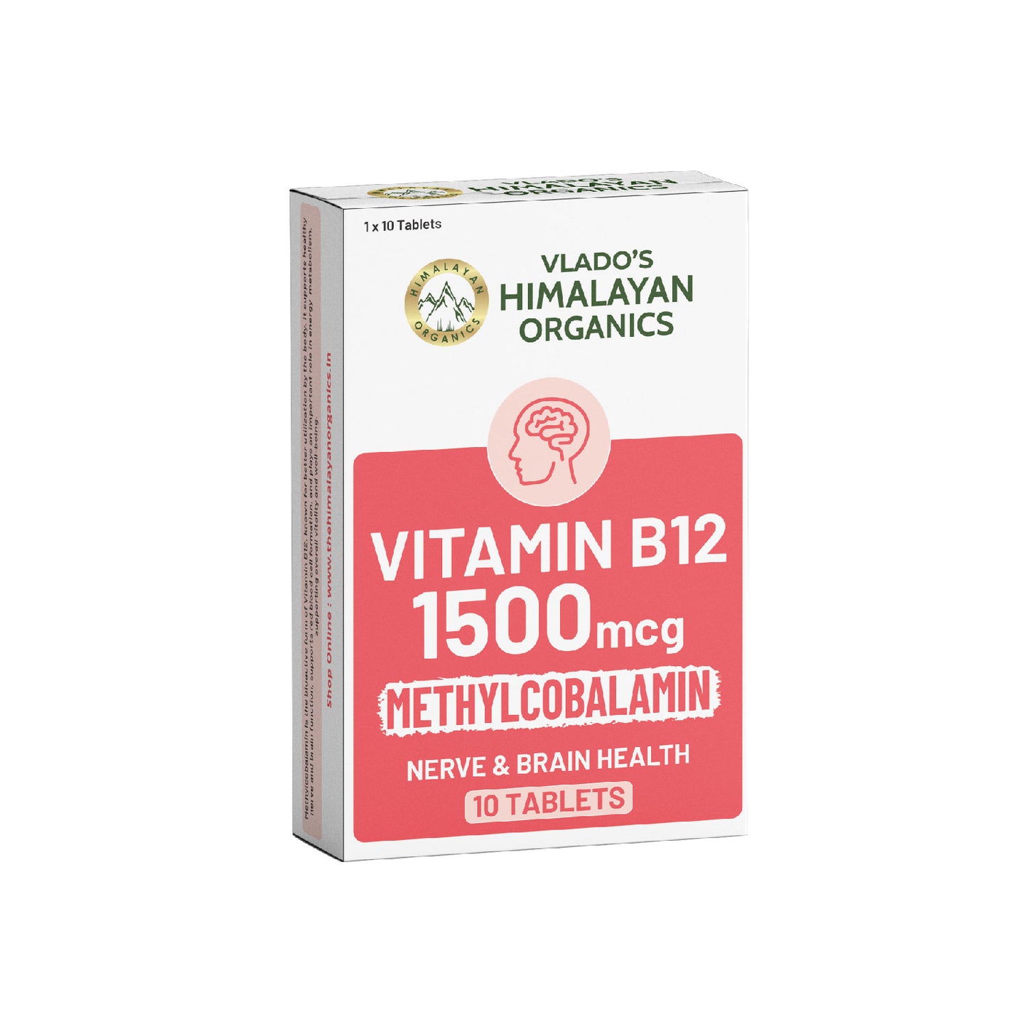Vlado's Himalayan Organics Methylcobalamin Vitamin B12 1500 mcg | Dietary Supplement for Men & Women | 10 Tablets (1 Strip)