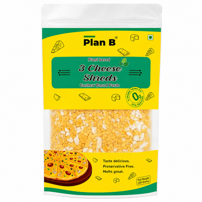 Plan B Plant-Based 3 Cheeze Shreds 200g | Vegan Cheddar, Mozzarella & Parmesan Blend | Dairy-Free, Lactose-Free, Gluten-Free | Ideal for Pizza, Pasta & Sandwiches