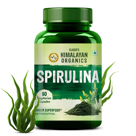 Vlado's Himalayan Organics Spirulina 2000mg Supplement | Plant-Based Superfood | 60 Vegetarian Capsules