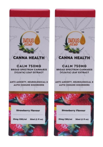 INDUS HEMP CANNA HEALTH CBD CALM 750mg | Combo Pack of 2 | Broad Spectrum Cannabis (Vijaya) Leaf Extract