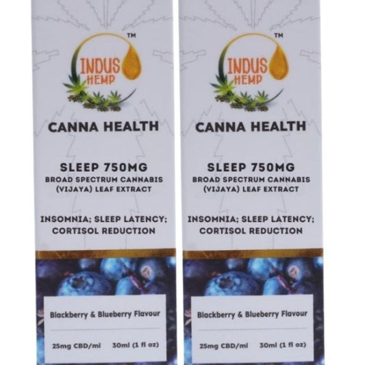 INDUS HEMP CANNA HEALTH CBD SLEEP 750mg | Combo Pack of 2 | Broad Spectrum Cannabis (Vijaya) Leaf Extract