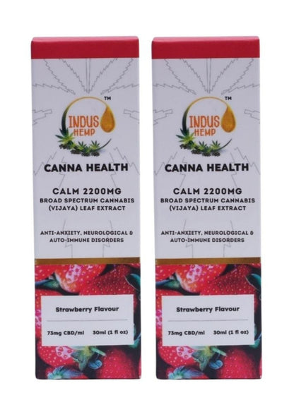 INDUS HEMP CANNA HEALTH CBD CALM 2200mg | Combo Pack of 2 | Broad Spectrum Cannabis (Vijaya) Leaf Extract