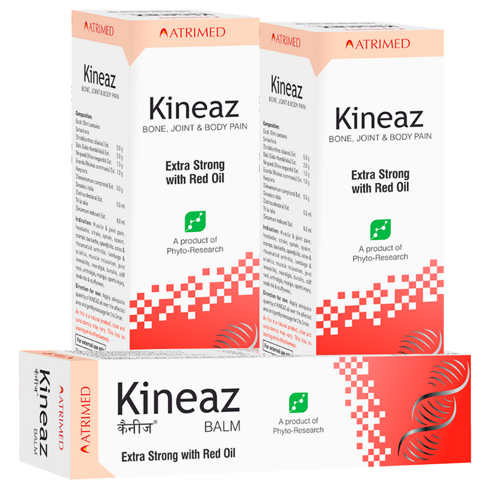 Atrimed Kineaz Liniment & Balm | For Bone, Joint and Body Pain | Combo Set of 3
