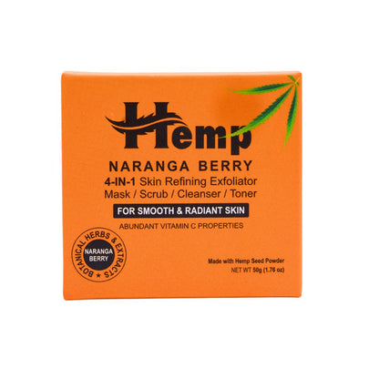 INDUS HEMP NARANGA BERRY| 4-IN-1 SKIN REFINING EXFOLIATOR MASK /SCRUB / CLEANSER/TONER | FOR HEALTHY & GLOWING SKIN