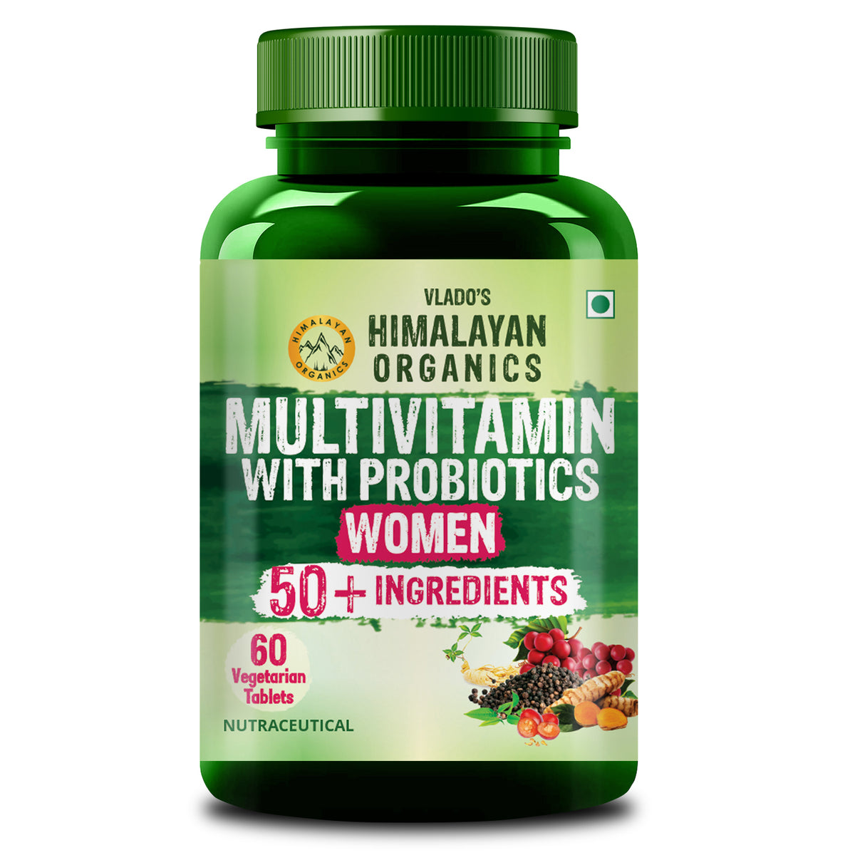 Vlado's Himalayan Organics Multivitamin with Probiotics for Women | 60 Veg Tablet