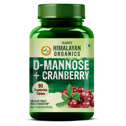 Vlado's Himalayan Organics D-MANNOSE + CRANBERRY Antioxidant Rich Supplement - 90 Tablets