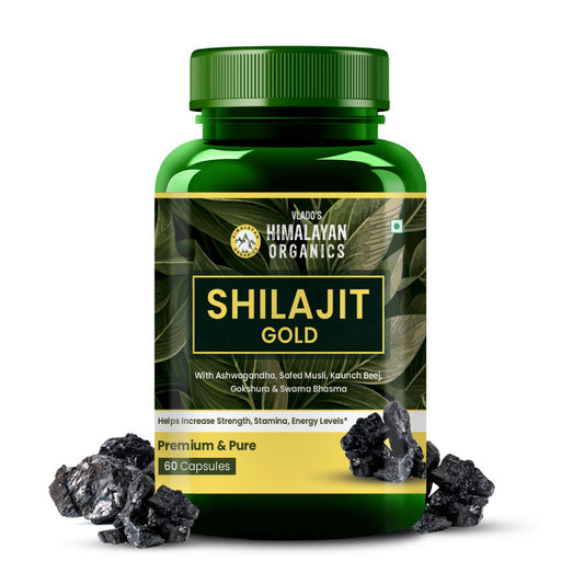 Vlado’s Himalayan Organics Shilajit Gold with Swarna Bhasma & 10+ Herbs | 60 Veg Capsules