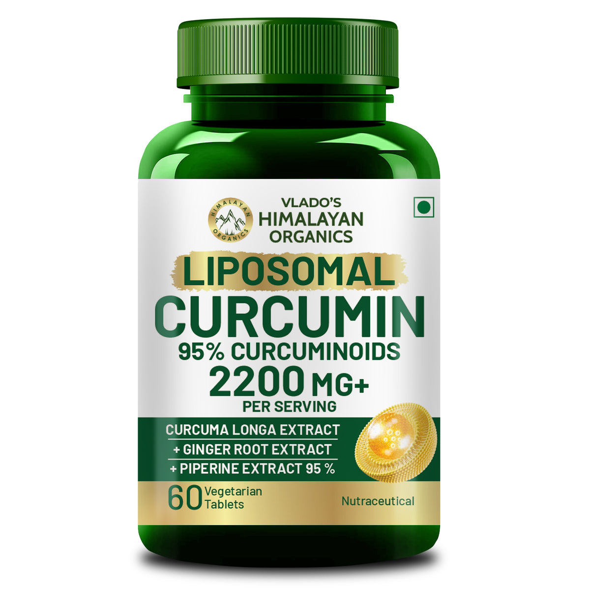 Vlado’s Himalayan Organics Liposomal Curcumin 2200 mg+ with BioPerine & Herbal Extracts – 60 Vegetarian Tablets
