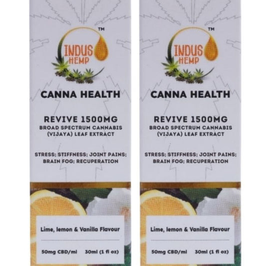 INDUS HEMP CANNA HEALTH CBD REVIVE 1500mg | Combo Pack of 2 | Broad Spectrum Cannabis (Vijaya) Leaf Extract