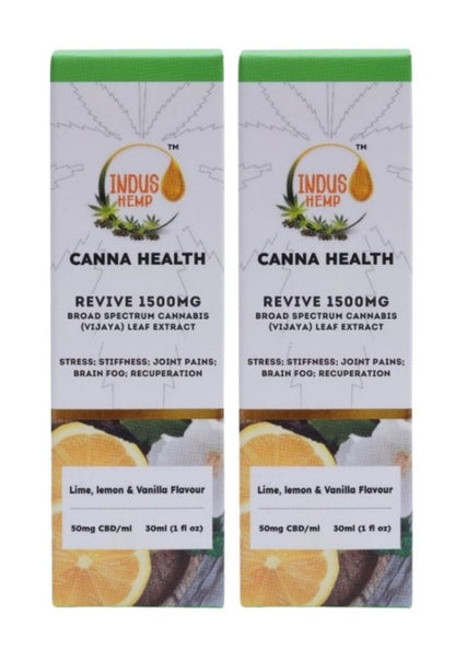 INDUS HEMP CANNA HEALTH CBD REVIVE 1500mg | Combo Pack of 2 | Broad Spectrum Cannabis (Vijaya) Leaf Extract