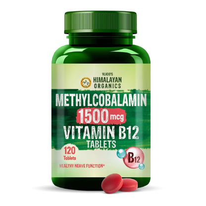 Vlado's Himalayan Organics Methylcobalamin Vitamin B12 Tablets 1500 mcg | 120 Vegetarian Tablets | 4 Months Supply