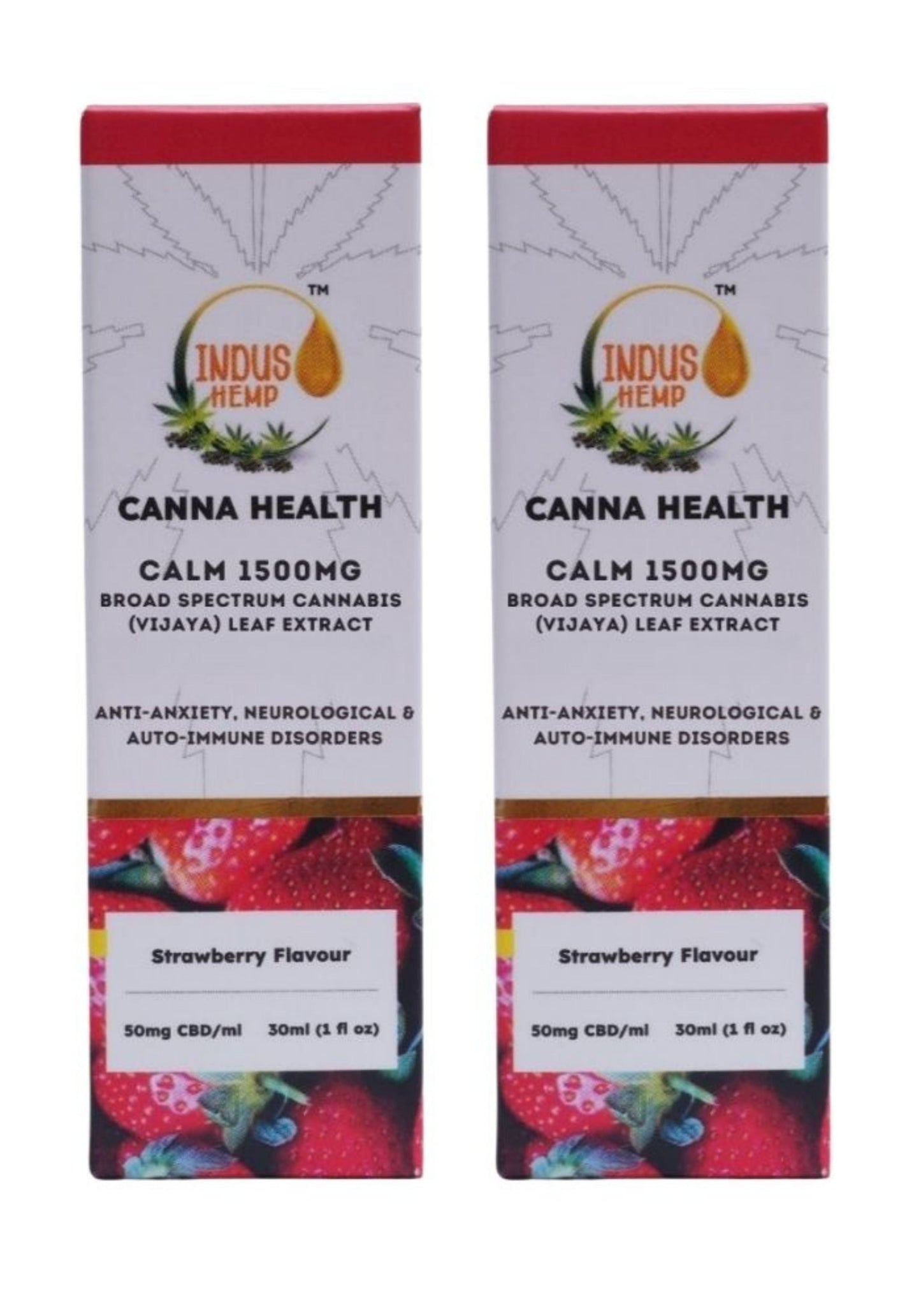 INDUS HEMP CANNA HEALTH CBD CALM 1500mg | Combo Pack of 2 | Broad Spectrum Cannabis (Vijaya) Leaf Extract