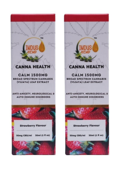 INDUS HEMP CANNA HEALTH CBD CALM 1500mg | Combo Pack of 2 | Broad Spectrum Cannabis (Vijaya) Leaf Extract