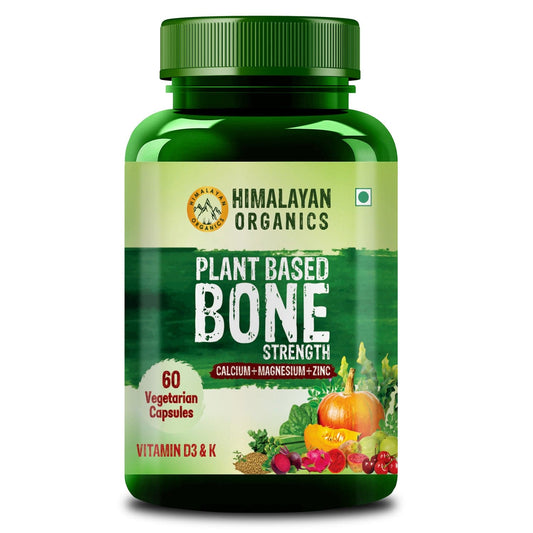 Himalayan Organics Plant Based Bone Strength Supplement | Calcium, Magnesium & Zinc | 60 Veg Capsules