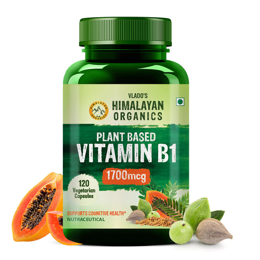 Vlado's Himalayan Organics Plant-Based Vitamin B1 Supplement | 1700mcg Thiamine with 10+ Plant Extracts | 120 Veg Capsules