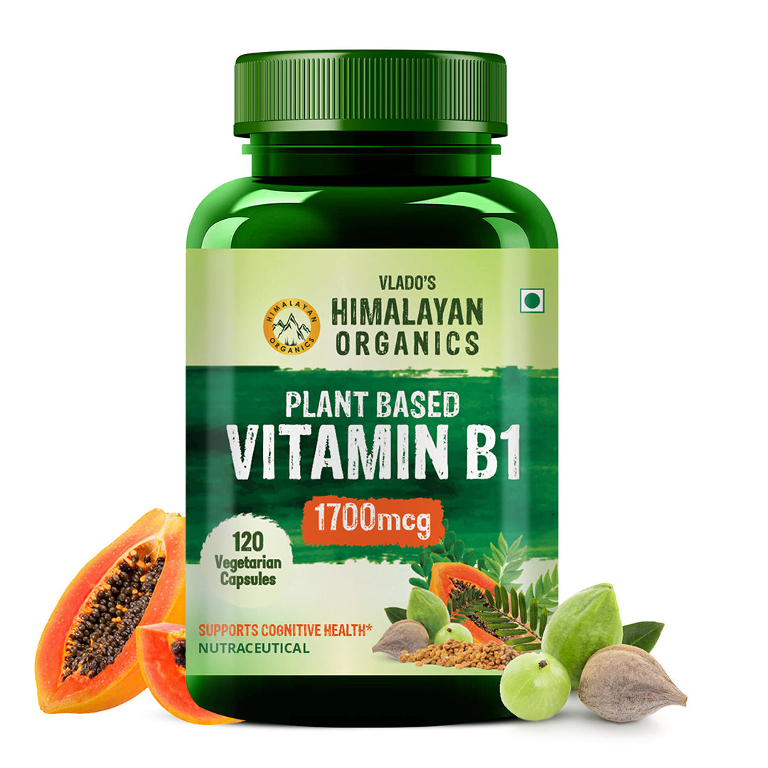 Vlado's Himalayan Organics Plant-Based Vitamin B1 Supplement | 1700mcg Thiamine with 10+ Plant Extracts | 120 Veg Capsules