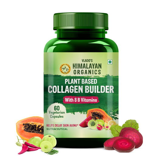 Vlado's Himalayan Organics Plant Based Collagen Builder for Hair and Skin with Biotin and Vitamin C - 60 Veg Capsules