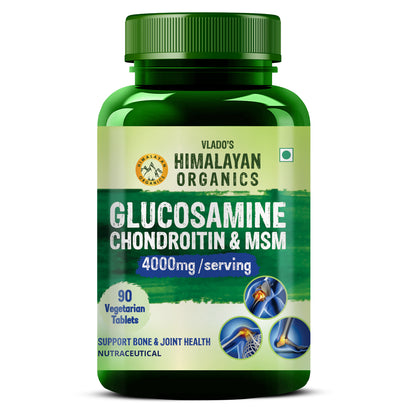 Vlado's Himalayan Organics Glucosamine Chondroitin MSM with Boswellia | For Bone, Joint & Cartilage Support | 90 Tablets