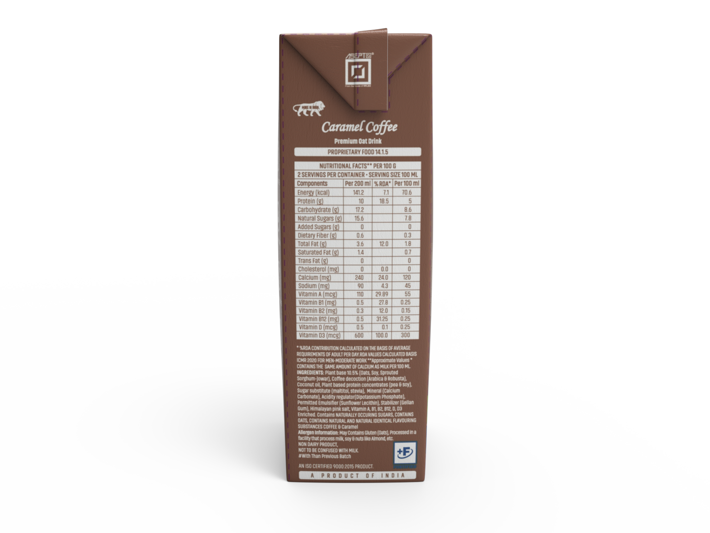 OATEY Premium Caramel Coffee Oat Milk Plant-Based 200ml