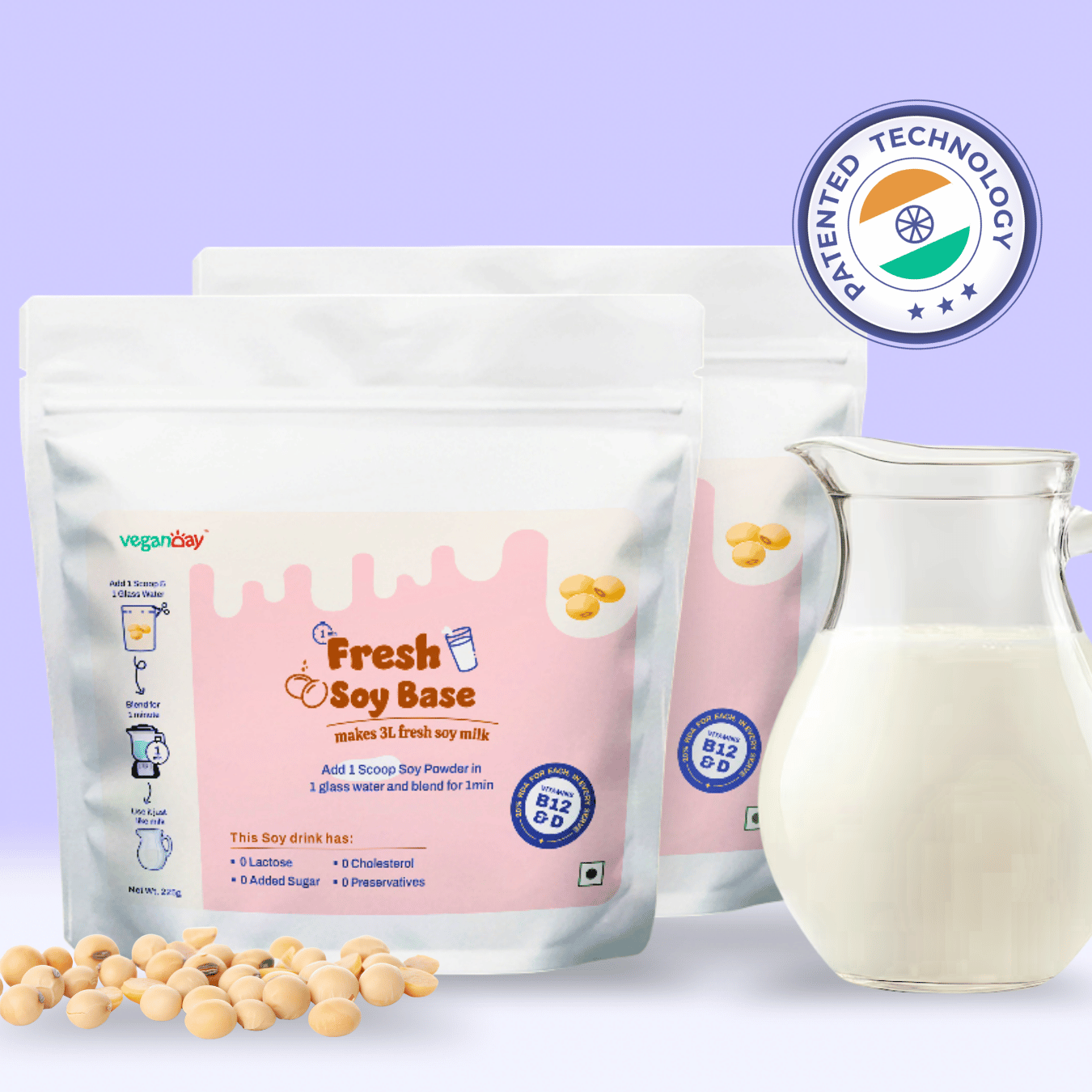 Veganday PlantCa Fresh Soy Drink | Plant Based Milk Substitute | Lactose Free & Cholesterol Free | Zero Sugar & No Preservatives (6L Pouch)