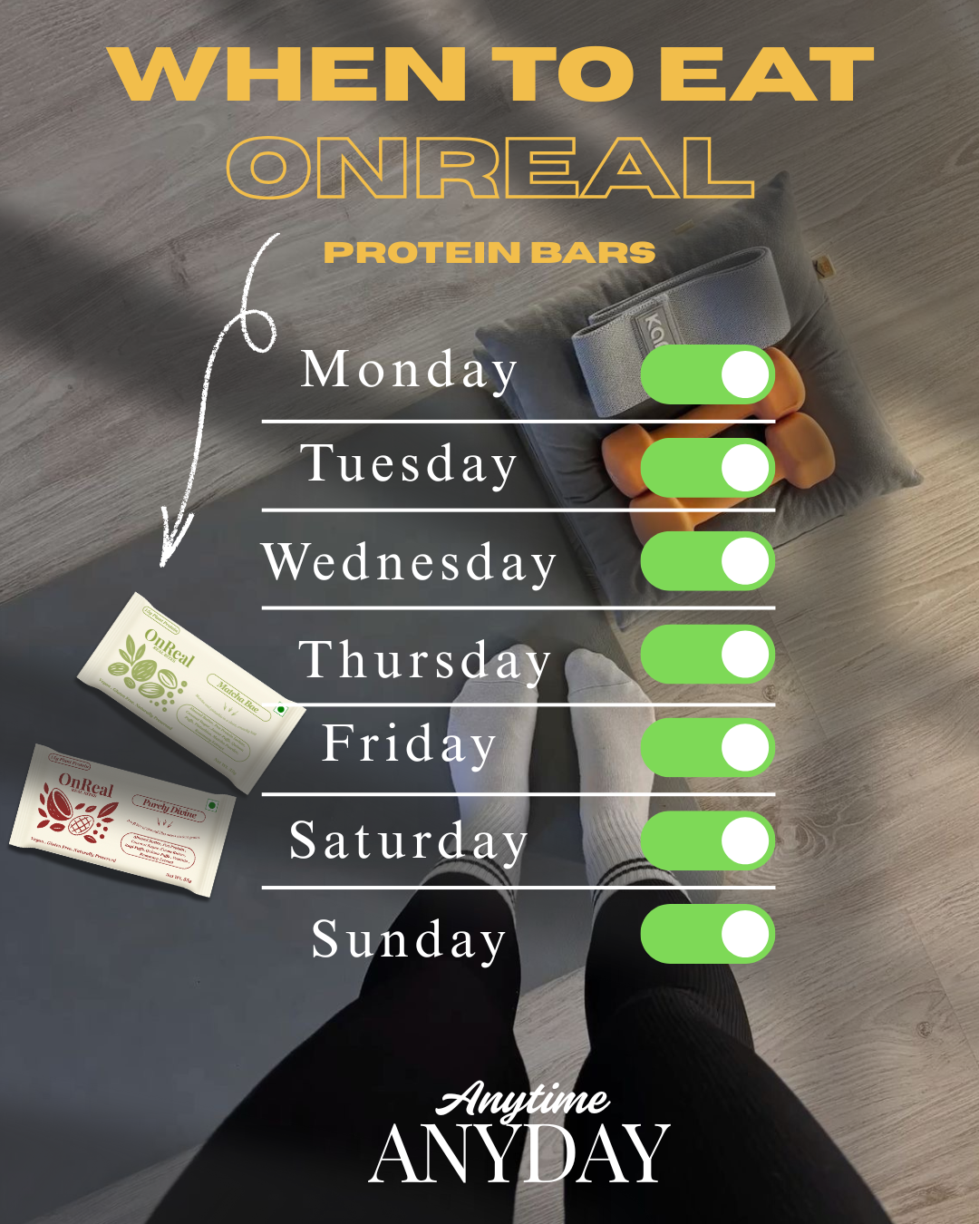 OnReal Variety Pack Protein Bars (Pack of 6 x 55g) | 15g Plant Protein, No Refined Sugar, High Fiber | Purely Divine, Matcha Bae & Thrive Crumb | Vegan, Gluten-Free | Clean Label Snack