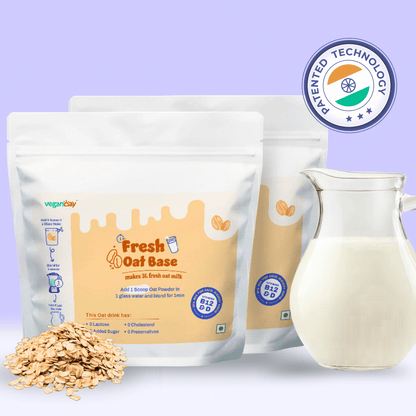 VeganDay Oat Base (makes 6L Oat Milk) | Fresh, Unsweetened & Plant-Based (PlantCa) | Just add water & blend | Dairy-free, Lactose-free | Zero added sugar, Zero Cholesterol, Zero Preservatives (6L Pack)