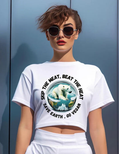 T-Shirt |  Skip the meat, beat the heat - Crop Top