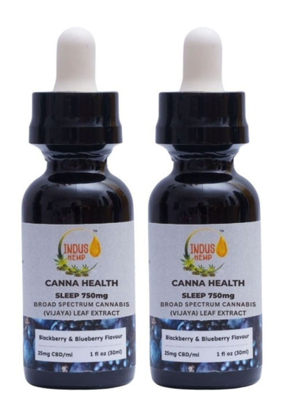 INDUS HEMP CANNA HEALTH CBD SLEEP 750mg | Combo Pack of 2 | Broad Spectrum Cannabis (Vijaya) Leaf Extract
