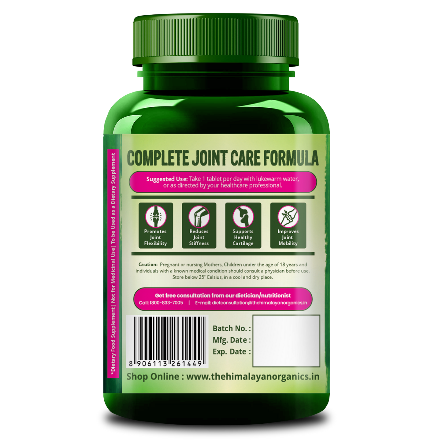 Himalayan Organics Plant Based Joint Support With Boswellia Serrata | Amla, Alfalfa, Turmeric, Moringa + 10 Ayurvedic Herbs | Strong Bones & Relieves Joint Pain | Better Flexibility For Men & Women - 60 Veg Tablets