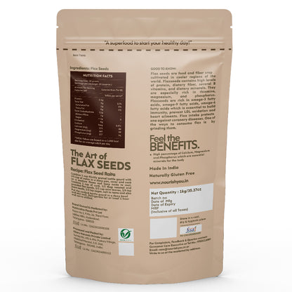 Nourish You Raw & Whole Flaxseeds 1Kg - Alsi Seeds | Whole Flax seeds for Hair Growth | Raw Seeds for Eating | Source of Iron & Dietary Fibre | Rich in Protein