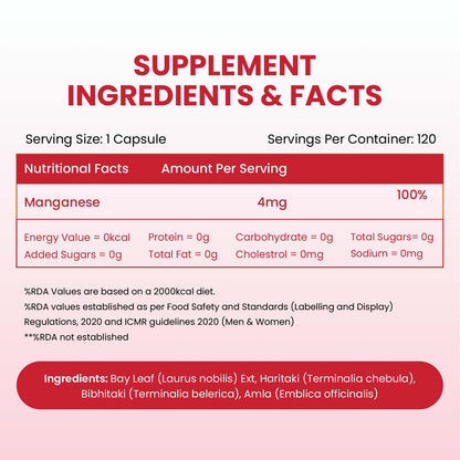 Vlado's Himalayan Organics Plant Based Manganese 4mg Supplement | Trace Mineral Supplement for Connective Tissue and Bones | Good For Skeletal Health Support - 120 Veg Capsules