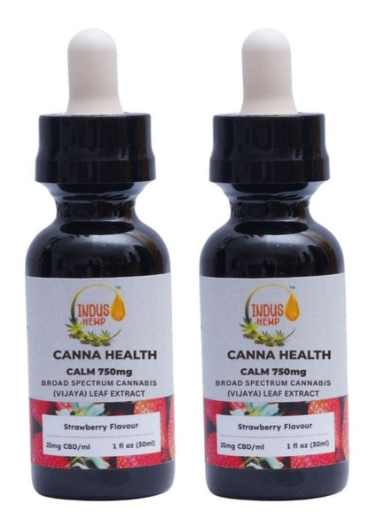 INDUS HEMP CANNA HEALTH CBD CALM 750mg | Combo Pack of 2 | Broad Spectrum Cannabis (Vijaya) Leaf Extract