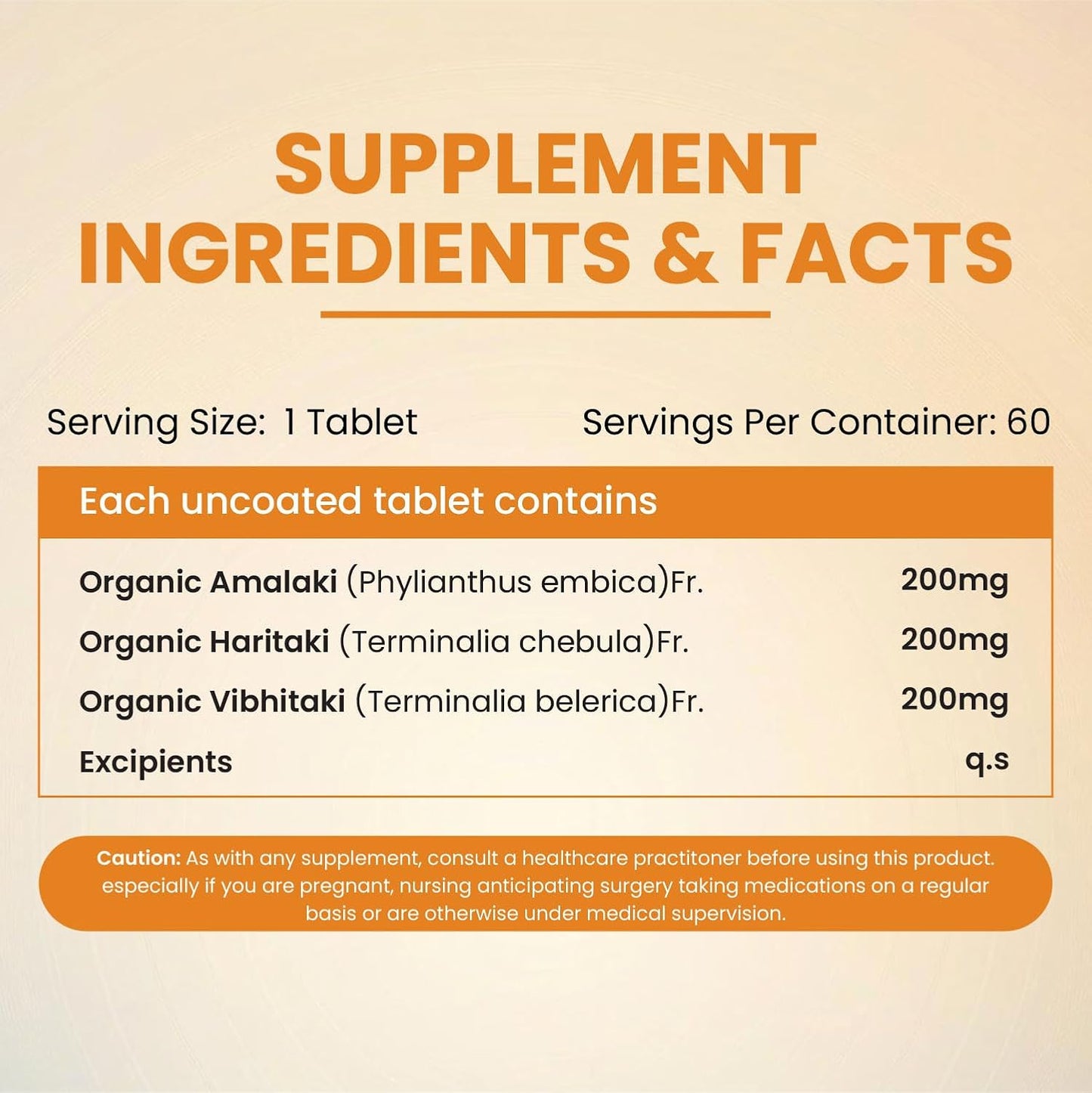 Vlado’s Himalayan Organics Triphala Tablets | Organic Amla, Haritaki & Bibhitaki | Pure Ayurvedic Blend | 60 Tablets