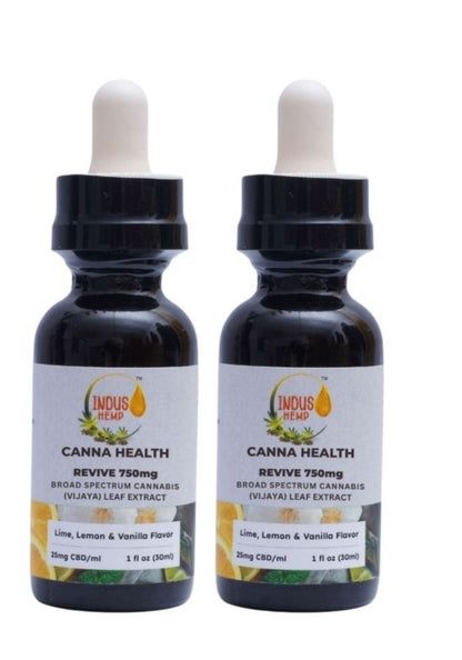 INDUS HEMP CANNA HEALTH CBD REVIVE 750mg | Combo Pack of 2 | Broad Spectrum Cannabis (Vijaya) Leaf Extract